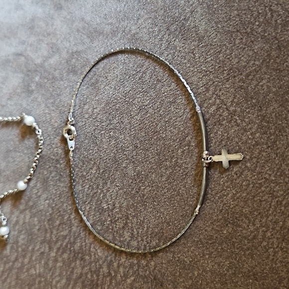 Set of Three Sterling Baddie Chain Anklets - Picture 3 of 6